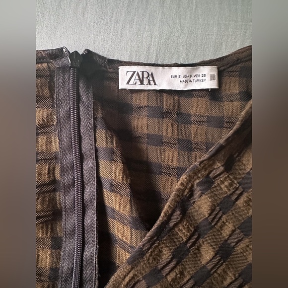 Zara Draped Plaid Midi Dress in Size Small - Picture 5 of 6